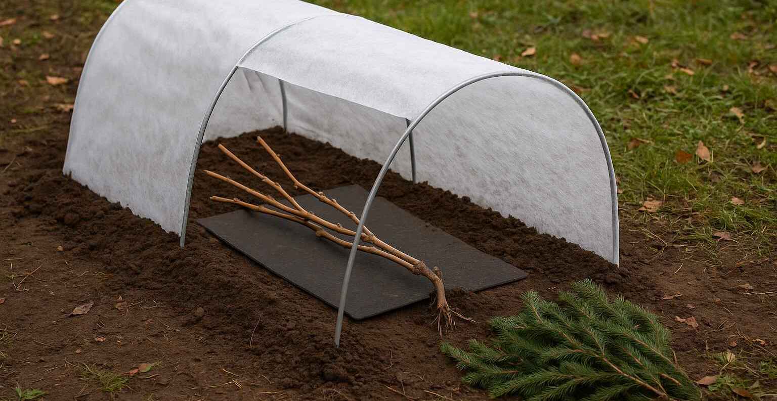 Воздушно-сухое укрытия винограда на зиму