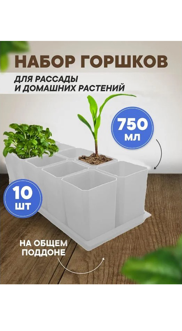Набор горшков для рассады 10х0,75л арт.0330 белый