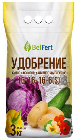 Удобрение минеральное АФК 16:16:16:6(S) 3кг