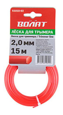 Леска ф 2.0ммх15м шестигран сечен Волат 51010-03