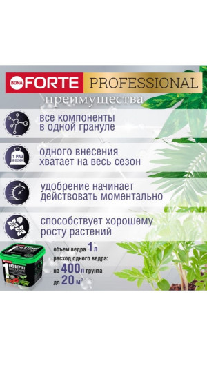 Наноудобрение Bona Forte для комнатных растений рассады саженцев теплиц и грядок 1л