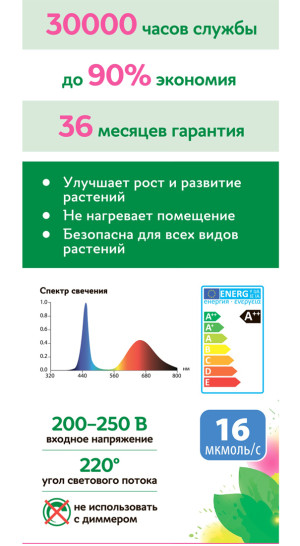 Фитолампа 15 Вт, E27 UL-00004582