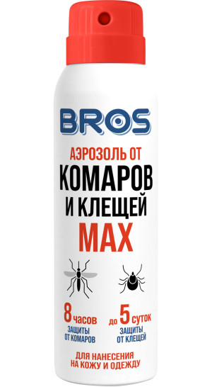 BROS аэрозоль от комаров и клещей MAX 90 мл