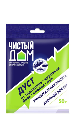 Дуст инсектицидный от тараканов блох клопов муравьев Чистый дом 50г
