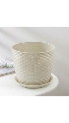 Кашпо с поддоном РОТАНГ D180мм 3л белый ротанг