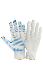 Перчатки х/б с ПВХ Точка 7,5кл белые 2074