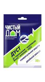 Дуст инсектицидный от тараканов блох клопов муравьев Чистый дом 50г
