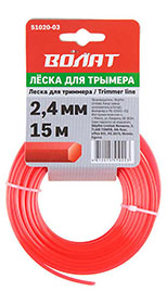 Леска ф 2.4ммх15м шестигр сечен Волат 51020-03