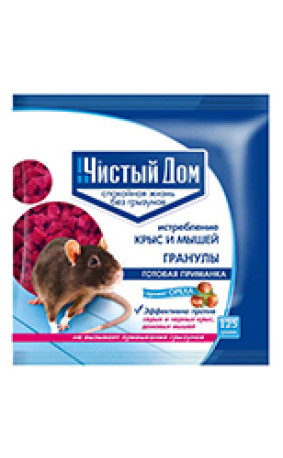 Гранулы от крыс и мышей 125г с запахом ореха ЧД - 50шт/кор