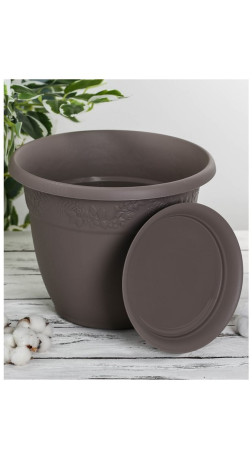 Кашпо РЯБИНА D400мм 22л с поддоном - французcкий серый