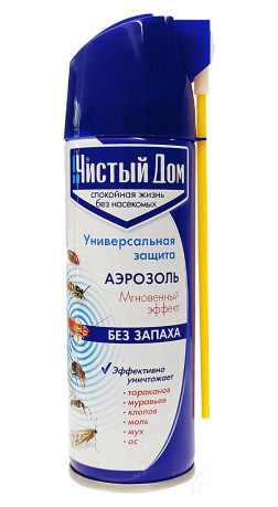 Аэрозоль от летающих и ползающих насекомых Чистый дом 150мл