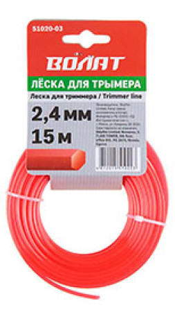 Леска ф 2.4ммх15м шестигр сечен Волат 51020-03